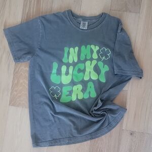 Comfort Colors Gray Tee with Green Print